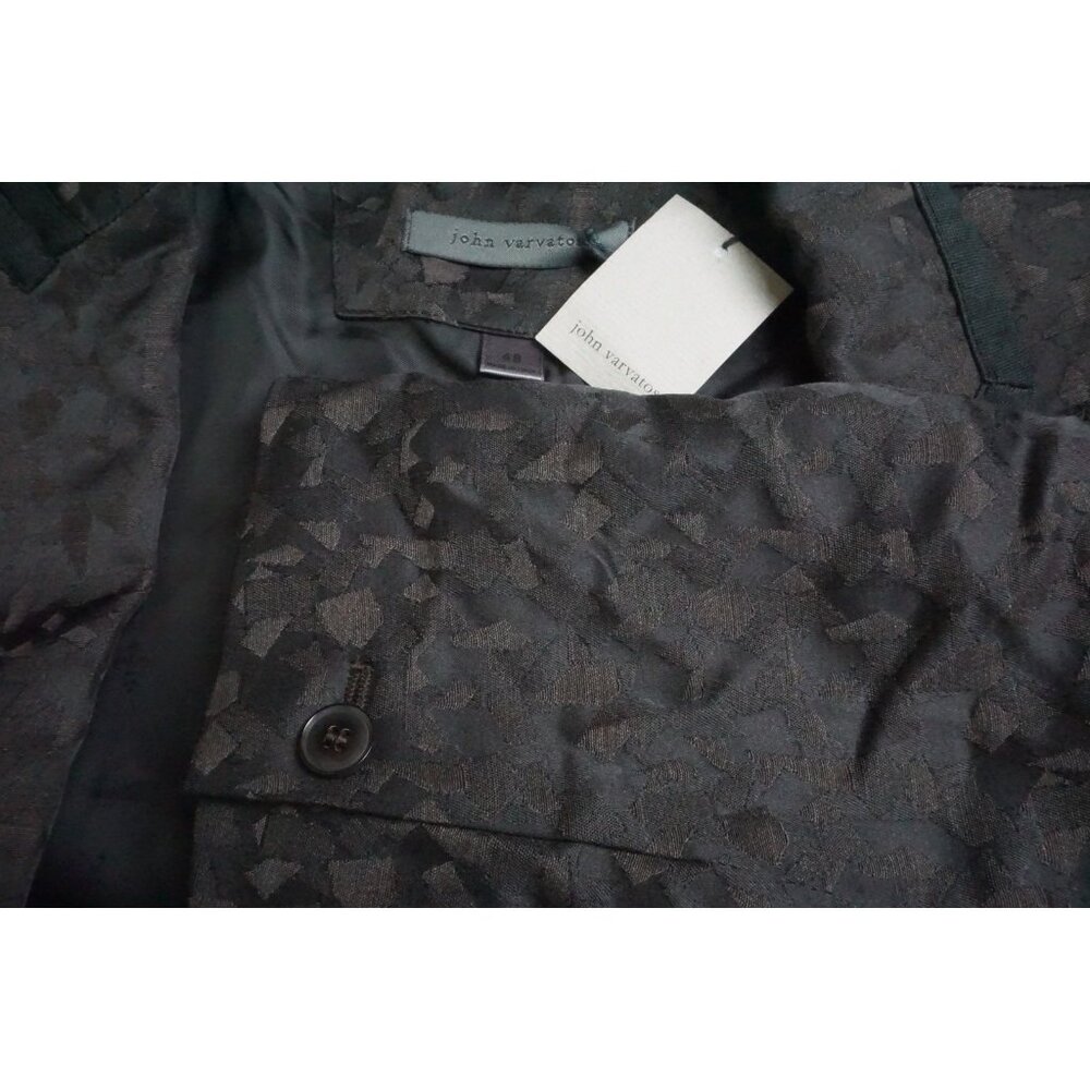 John Varvatos Ebony Slim Satin Trim Jacquard Sport Coat Jacket Sz 38 Brand New